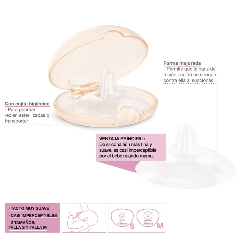 Suavinex Brustpolster Aus Silikon, Größe S, 2 Stück kiegészítők Élelmiszer és szoptatás Bebe Naty Shop