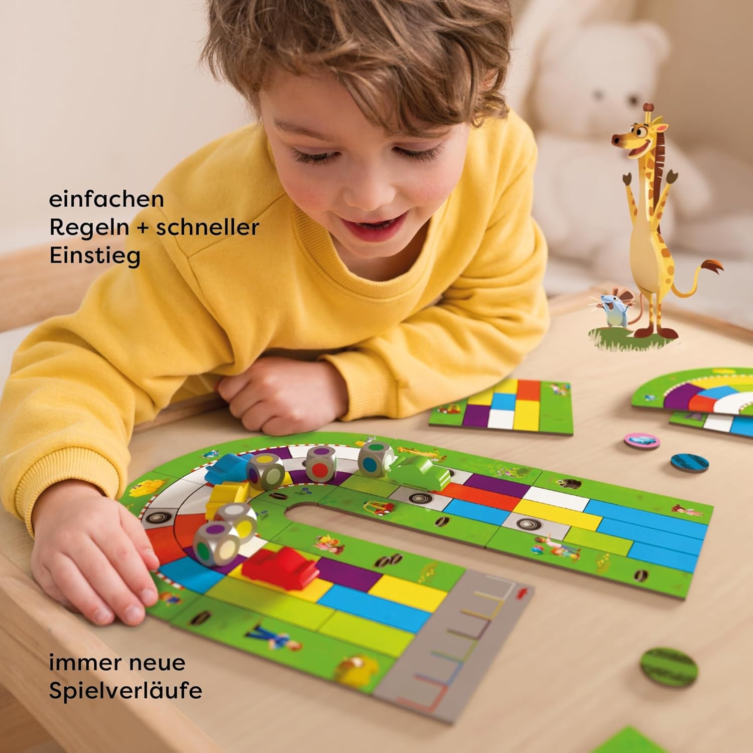 HABA Monza - Gyors társasjáték és autóverseny 5 év feletti gyerekeknek - 6 színes faautóval és színes kockával - 2012226001