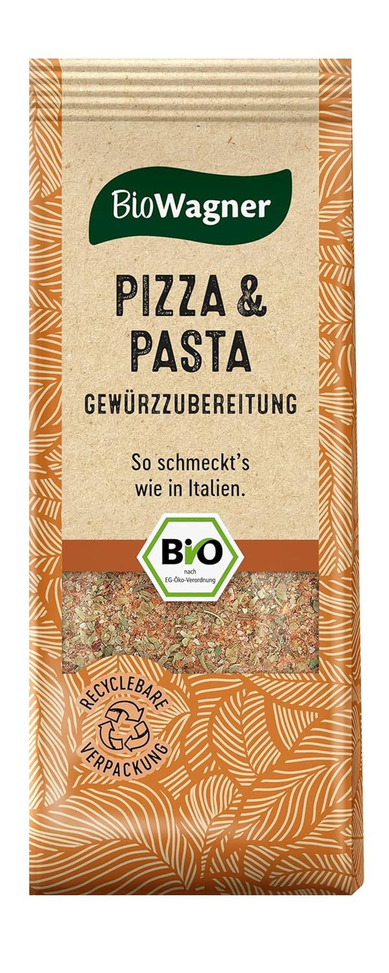 BioWagner - Bio Pizza & Pasta Gewürzzubereitung | naturbelassen Bio-Zutaten | újrahasznosítható Verpackung | 60 g