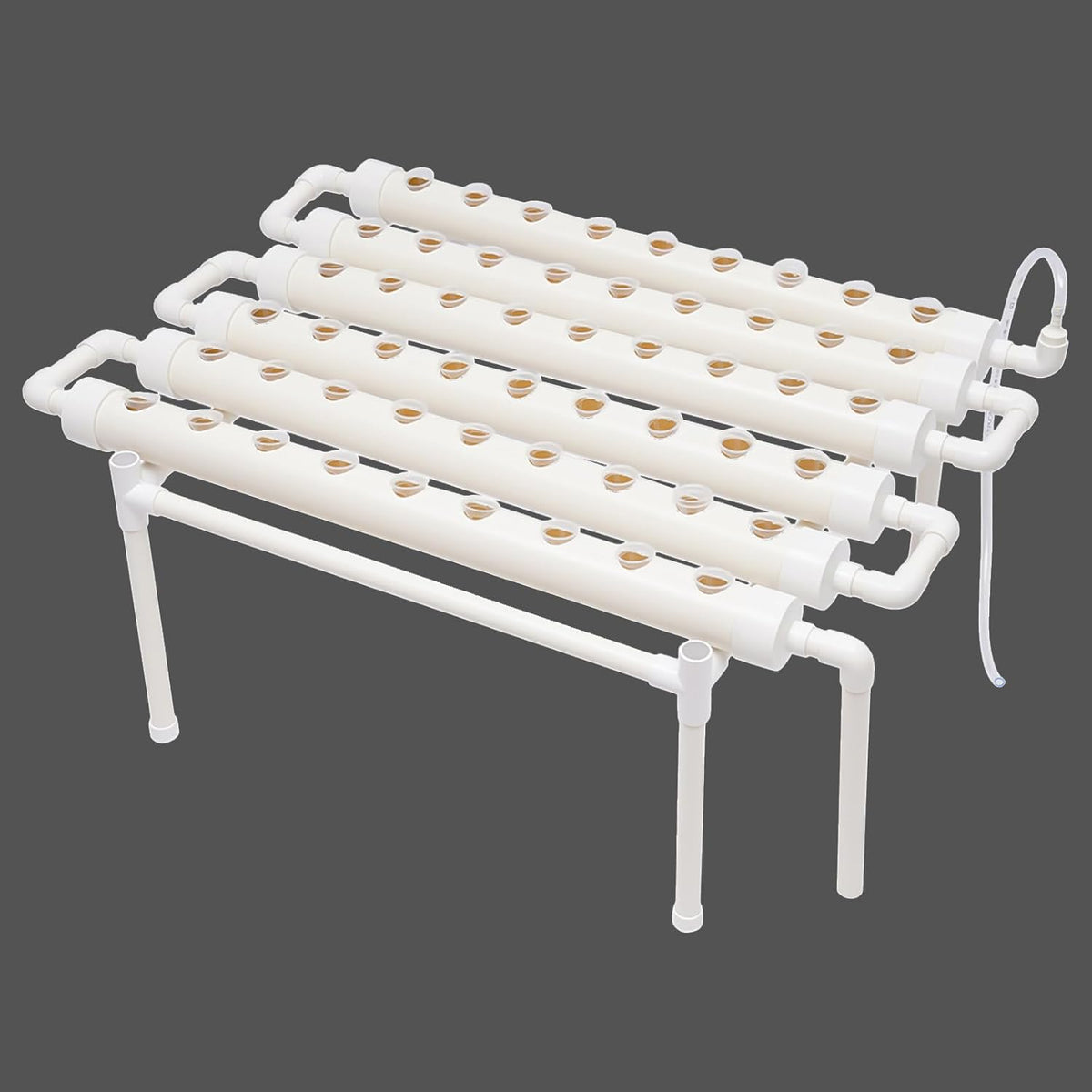 1 rétegű hidroponikus termesztőkészlet 54 ültetővel, PVC talajmentes növénytermesztő rendszerekkel vízszivattyúval, hidroponikus termesztőkészletekkel zöldség- és gyümölcstermesztéshez erkélyeken, kertekben, teraszokon és hátsó udvarokon