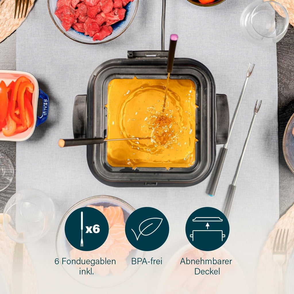 Princess 182611 Mini friteuză pentru fondue - Încălzire rapidă - Filtru de mirosuri - Capacitate de 1,2 litri, argintiu Electrocasnice Naty Shop