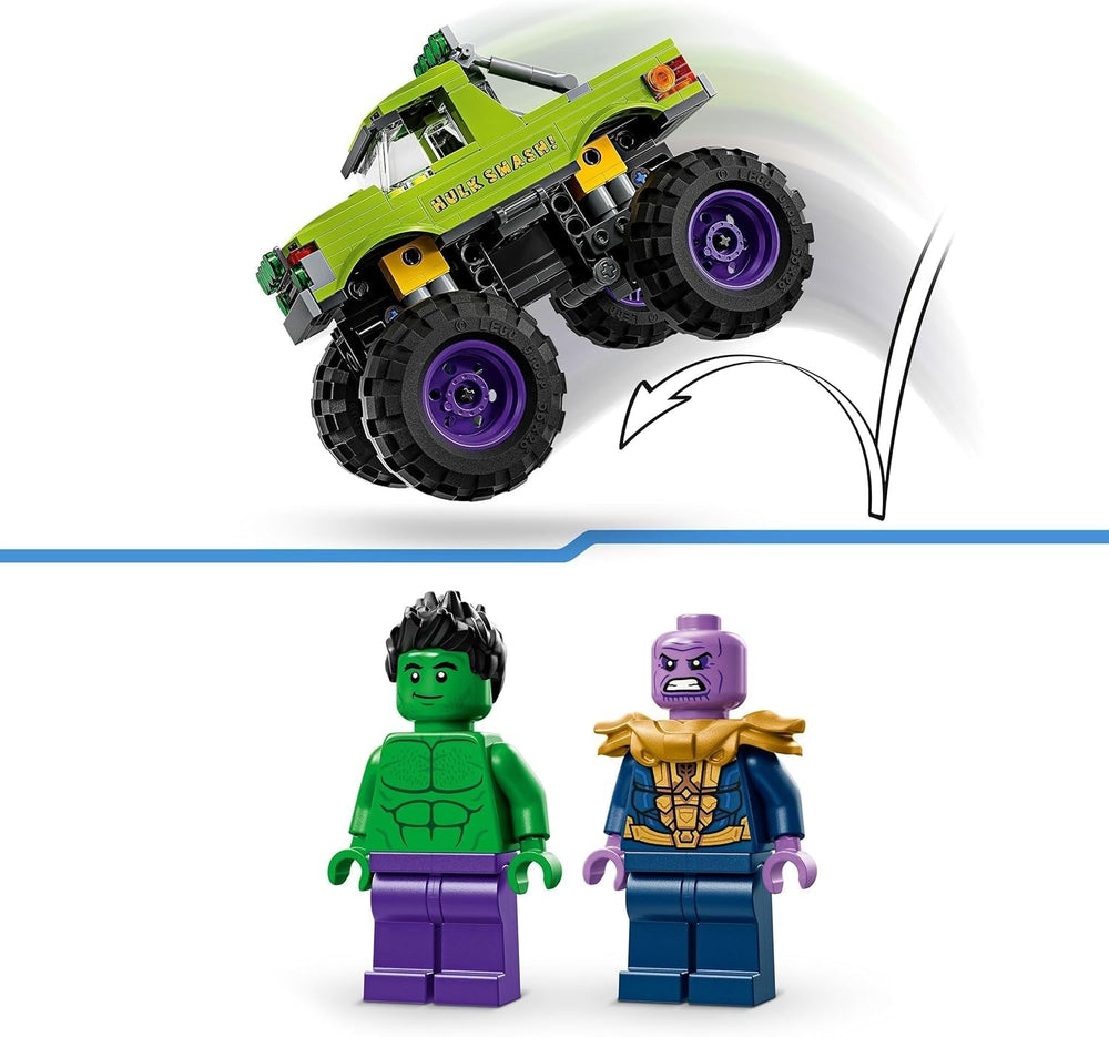 LEGO Ç€ Marvel Hulk Truck vs. Thanos - Szuperhős építőjáték - Bosszúállók jármű és minifigurák - Monster truck a nagy mókához - Ajándék fiúknak és lányoknak 7 éves kortól - 76312 Építőkészlet Besuche den LEGO-Store