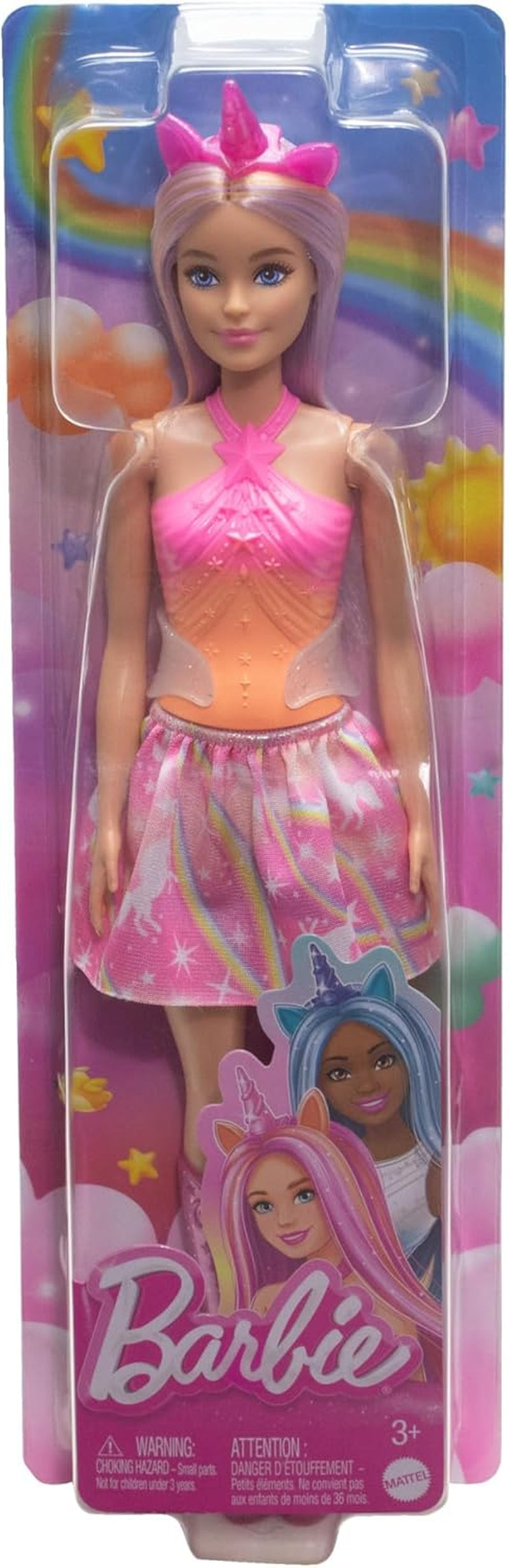 Barbie Einhorn Puppen mit bunten Fantasiehaaren, Outfits mit Farbverlauf und Fantasy-Accessoires rund um das Thema Einhorn, HRR13
