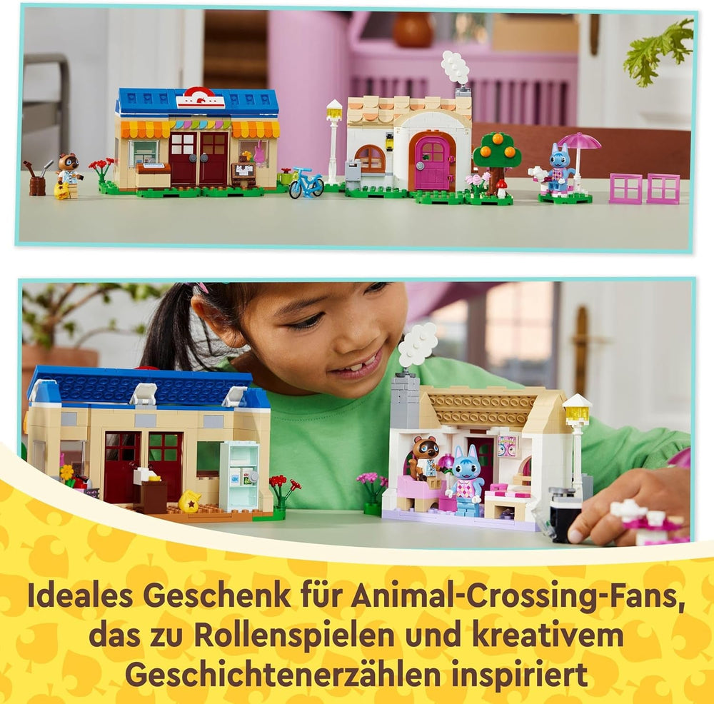 LEGO Animal Crossing Nook's Shop és Sophie's House készlet, kreatív játék gyerekeknek 2 mini figurával a videojáték-sorozatból, ajándék lányoknak és fiúknak 7 éves kortól 77050 Építőkészletek Besuche den LEGO-Store
