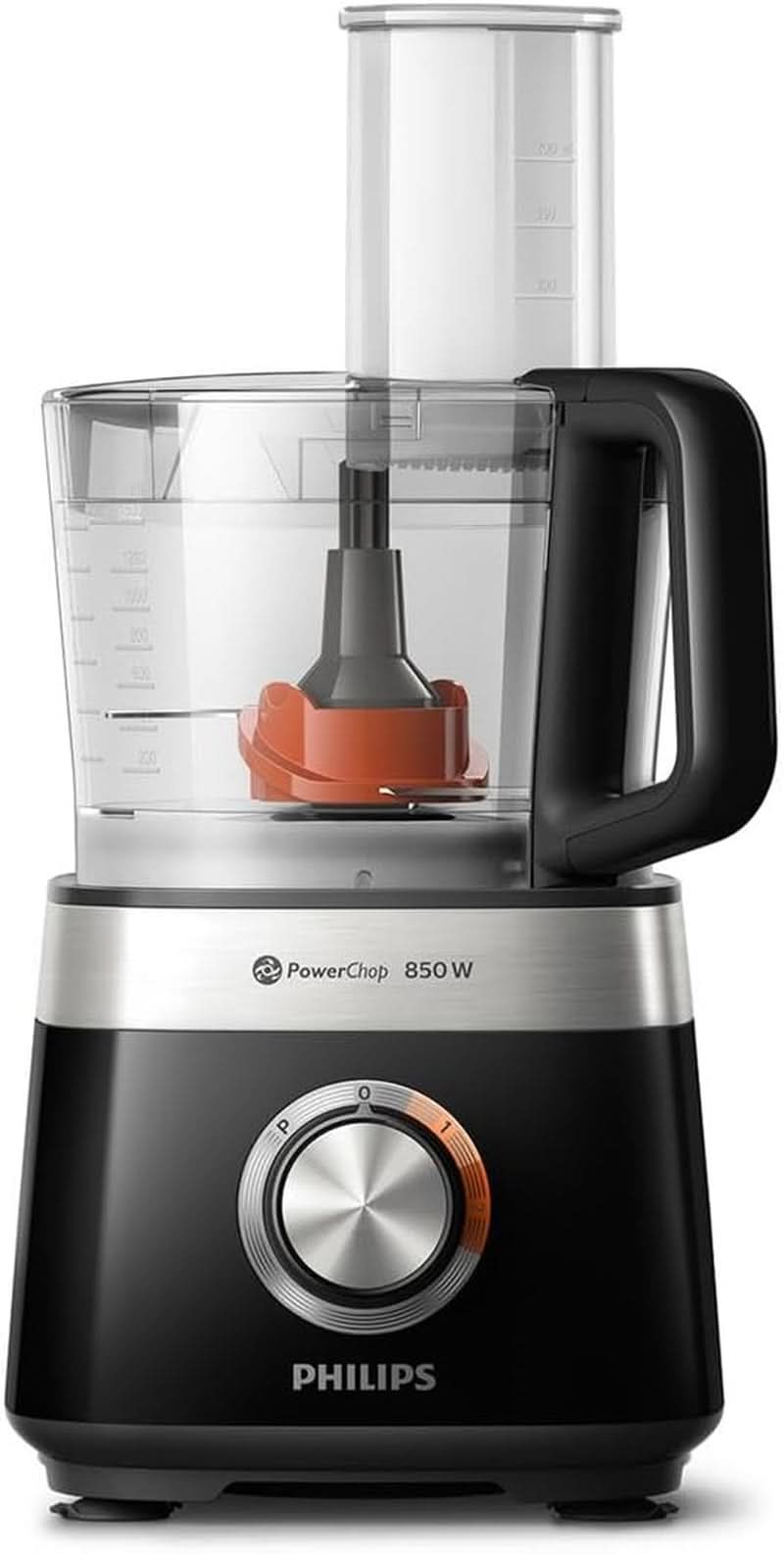 Philips Kompakte Küchenmaschine – 850 W, 31 Funktionen, 2,1 literes Behälter, Powerchop, Edelstahlklinge (HR7530/10) Kitchen Naty Shop 850 Watt, 29 Funktionen + Standmixeraufsatz