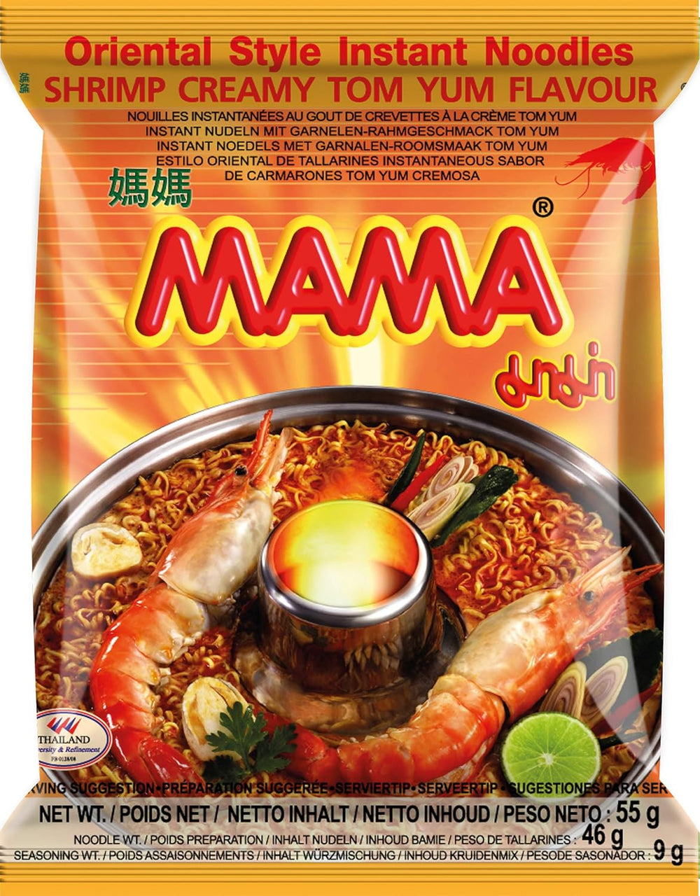 MAMA csirke ízű instant tészta - keleti stílusú instant tésztaleves - autentikus thai konyha - 24 x 55 g
