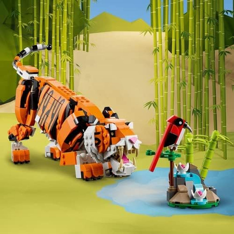 LEGO 31129 Creator Majestic Tiger, Panda vagy Fish 3 az 1-ben állatfigura készlet játék gyerekeknek fiúknak és lányoknak Állatépítő játék építőkészletek Besuche den LEGO-Store