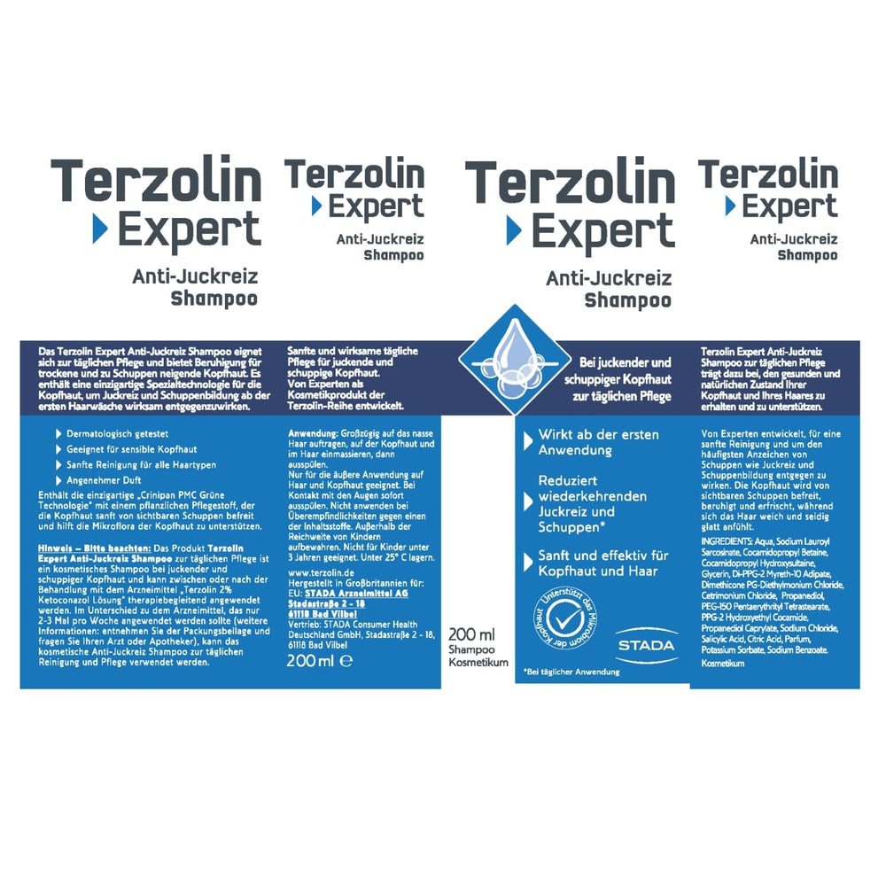 Terzolin Expert viszketés elleni sampon, hidratáló ápoló érzékeny fejbőrre - 200 ml zuhany és fürdő Terzolin