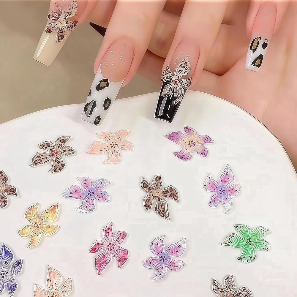 50 Stück 3D Blume Nail Charms Set, Bunte Nageldesign Zubehör, Nägel Charms Und Nagel Art Charms, Perfekt Für Nailart, Maniküre Dekoration Und DIY Nageldesign