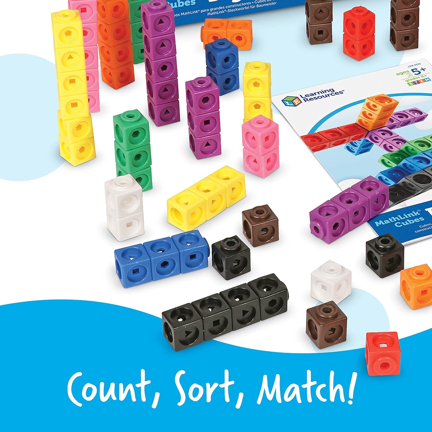 Tanulási források MathLink Steckwürfel Big Builders for Baumeister, ab 5 Jahren, Konstruktionsspielzeug für frühes Mint-Lernen, 200 Teile