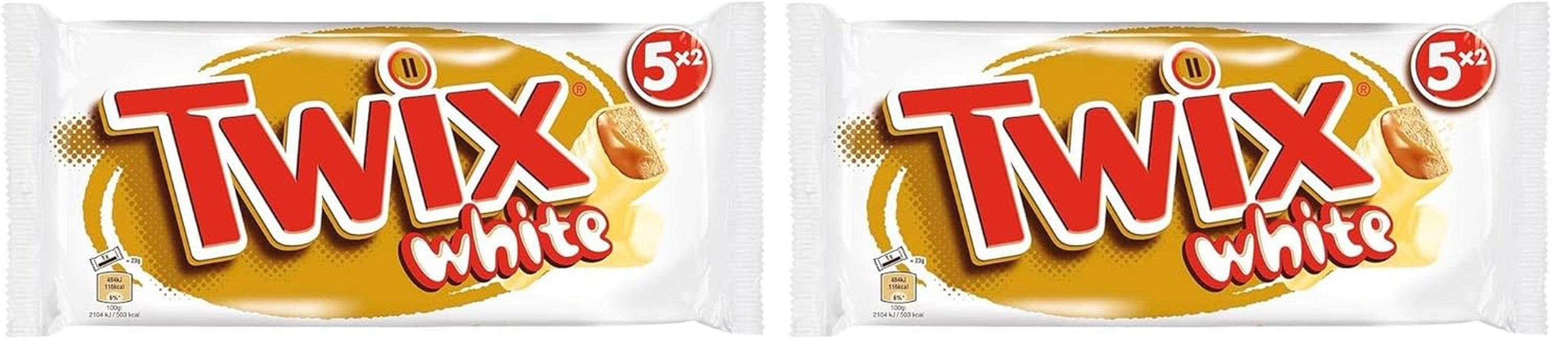 Twix fehér csokoládé; karamell, keksz, fehér csokoládé; több csomag csokoládé; 5 rúd (5 x 46 g)
