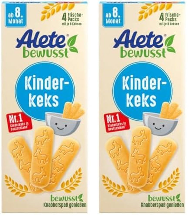 Alete Conscious babakeksz, 8 hónaposnál idősebb, búzavajas keksz csecsemőknek, kényelmesen csomagolt kis snack keksz, tökéletes menet közben és időben, 1 x 180 g (2 db-os csomag)