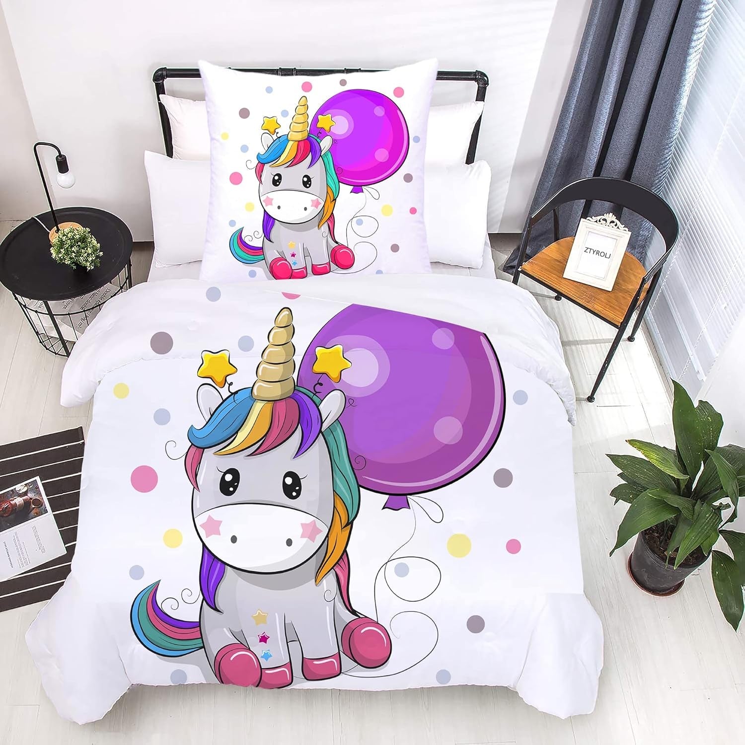 Ágynemű gyerekeknek, többféle méretben és különböző animációs karakterekkel Ágynemű - gyermek Naty Shop Unicorn (2. modell) 135X200Cm+80X80Cm