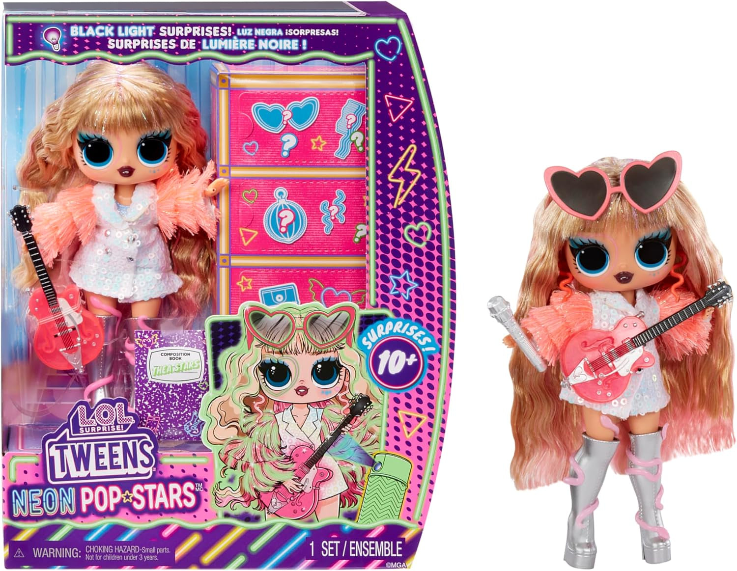 L.O.L. Meglepetés! Tweens Neon Pop Stars - Kitty K - 1 divatbaba háttérvilágítású meglepetésekkel és 10+ popsztár ruhákkal és kiegészítőkkel, beleértve a retro mikroszalagokat, ajándék gyerekeknek 4+ Naty Shop Thea Stars Dolls