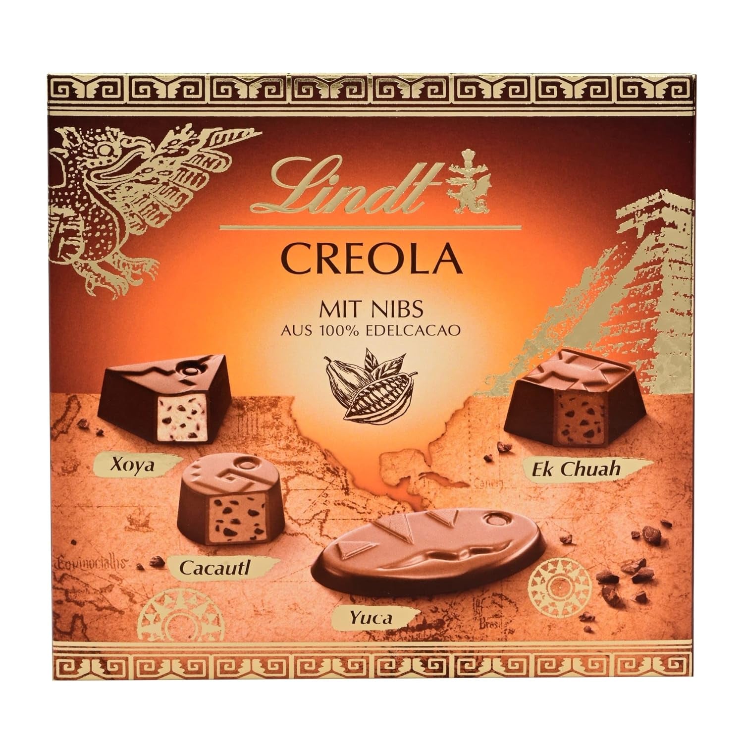 Lindt csokoládé | Kreol pralinédoboz | 100g | 9 praliné 4 ízletes választékban, 100% finom kakaóból, alkohol nélkül | Csokoládé ajándék készlet