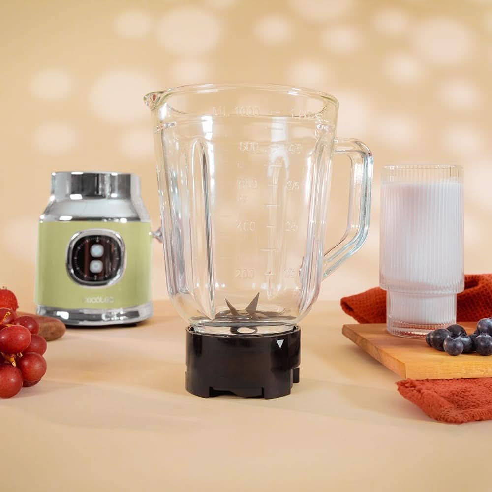 Cecotec Standmixer Retro Retrotwist zöld. 800 W Maximale Leistung, Pulse-Funktion, 4-Klingen-Messer Mit Schwarzer Titanbeschichtung Und 1L Krug, Vintage-Design a Grün Kitchen Naty Shopban