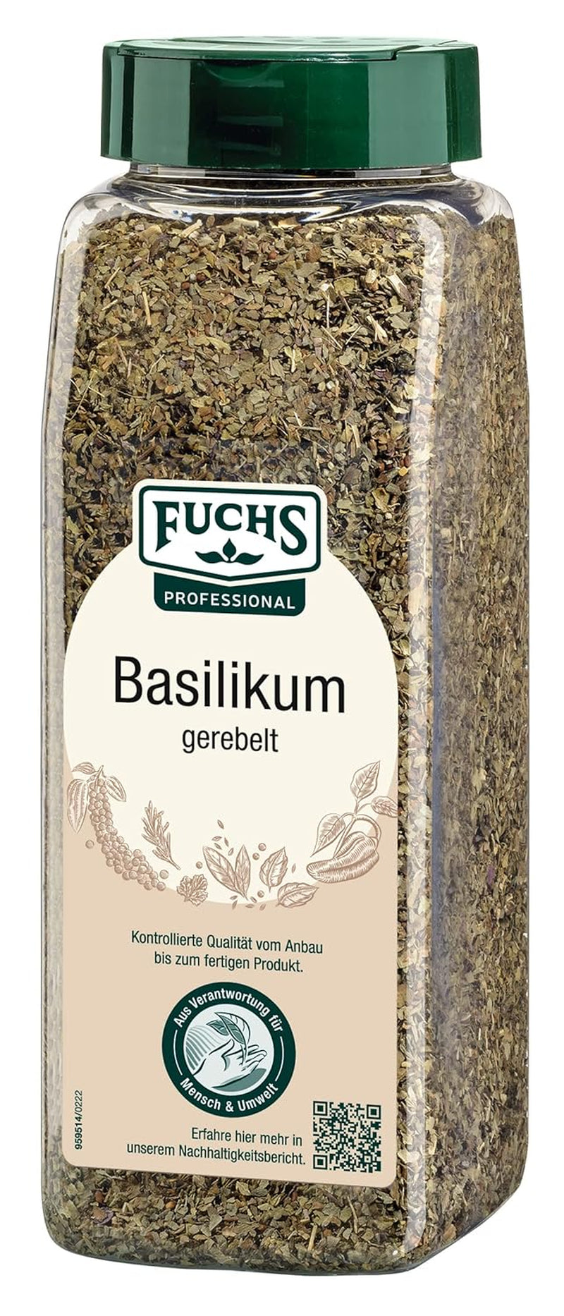 - Basilikum gerebel | Mediterranes Gewürzkraut für Großverbraucher | Mit praktischem Streuaufsatz | 150 g im großen Streuer