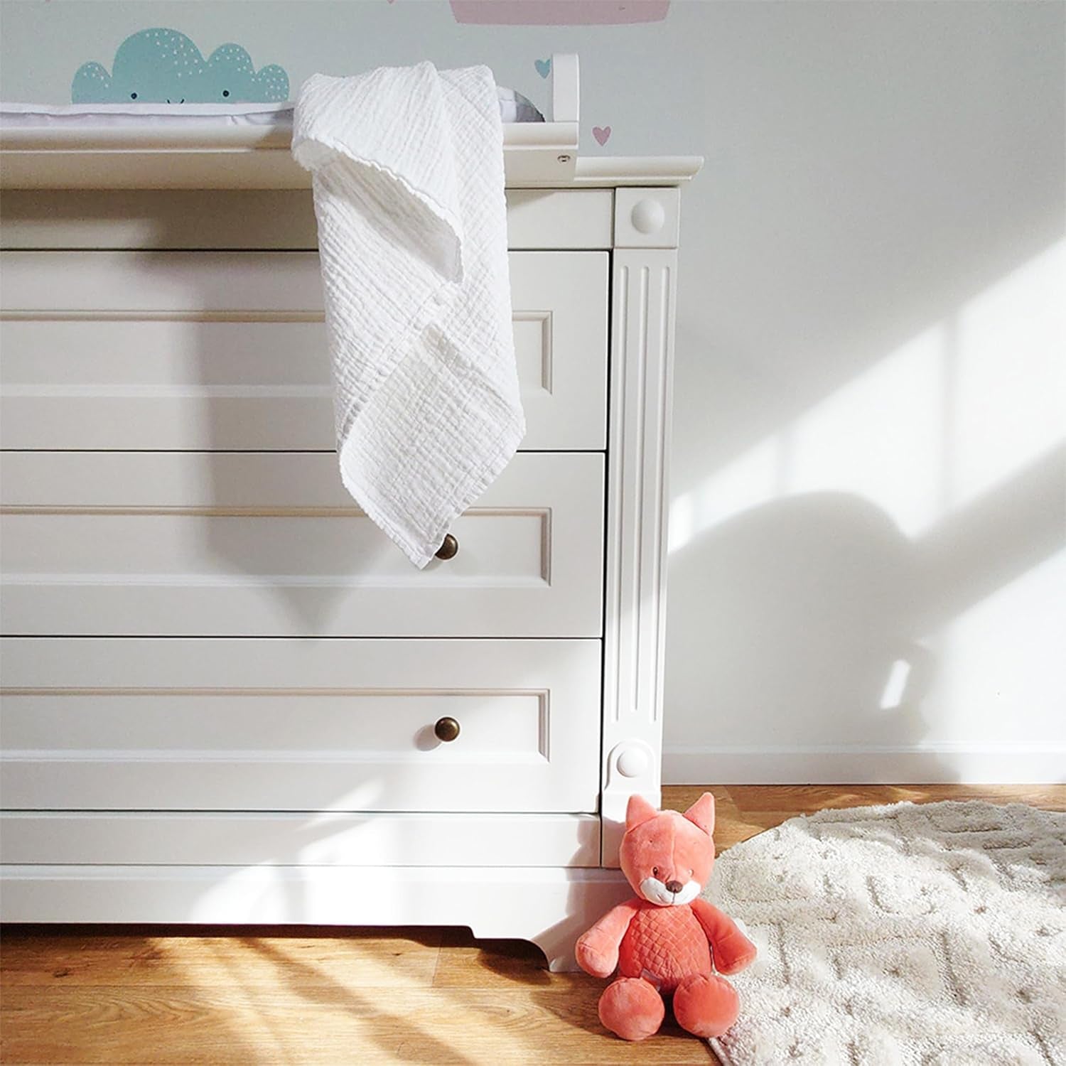 MAKIAN muszlin négyzetek, 10 db-os csomag, 80x80 cm, Oeko-TEX® Standard 100 tanúsítvánnyal rendelkező, 10 prémium böfös kendő - dupla szövött szövetnégyzetek / muszlin négyzetek, forrásálló - fehér