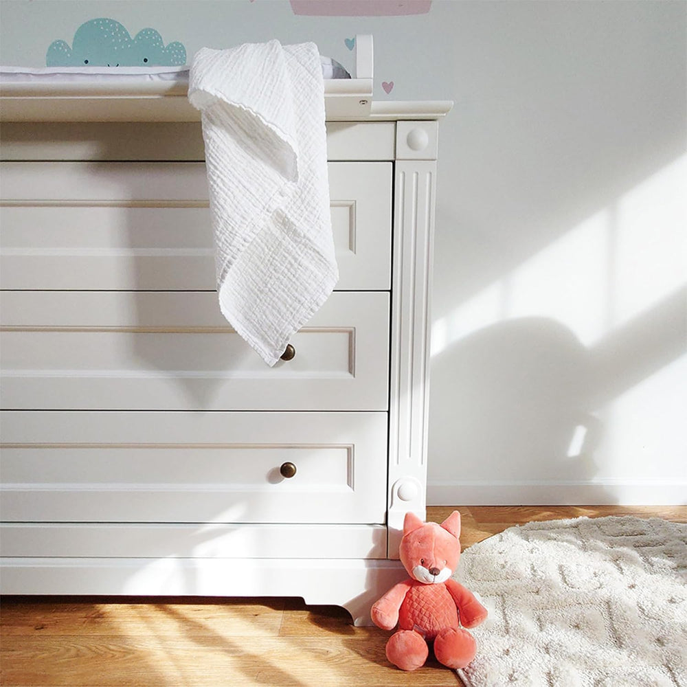 MAKIAN muszlin négyzetek, 10 db-os csomag, 80x80 cm, Oeko-TEX® Standard 100 tanúsítvánnyal rendelkező, 10 prémium böfös kendő - dupla szövött szövetnégyzetek / muszlin négyzetek, forrásálló - fehér