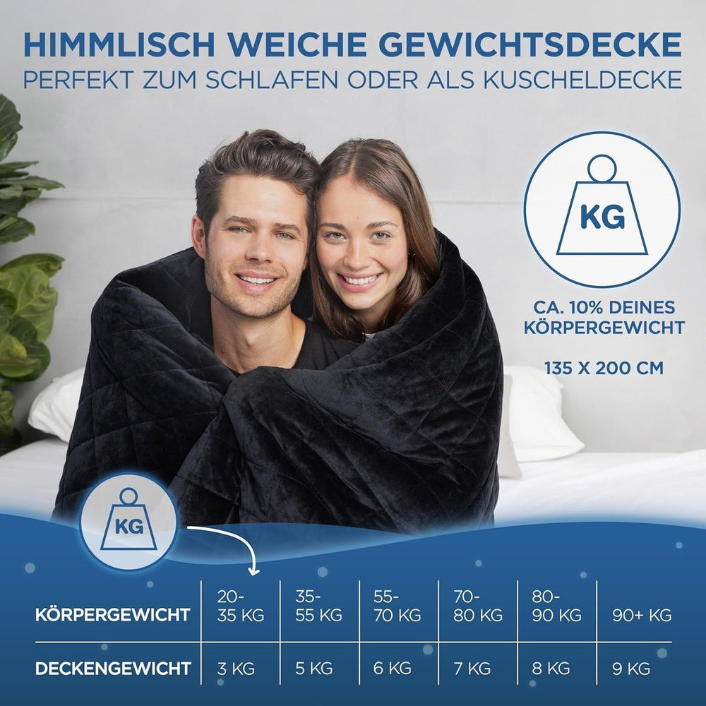 Samthus súlyozott takaró 135X200 cm 9 kg Sherpa gyapjú - Öko-Tex minősítésű - Terápiás takaró és relaxációs takaró - Aludjon jobban nehéz takarónkkal - Súlyos takaró - Fekete Ágyak és takarók Besuche den Samthus-Store