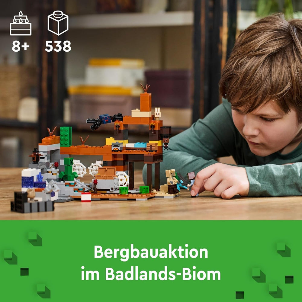 LEGO Minecraft Badlands Mine Videojáték bányászjáték készlet 8 év feletti fiúknak és lányoknak Szórakoztató építőkockák kalandkészlet születésnapi ajándék 21263 építőkészletek Besuche den LEGO-Store