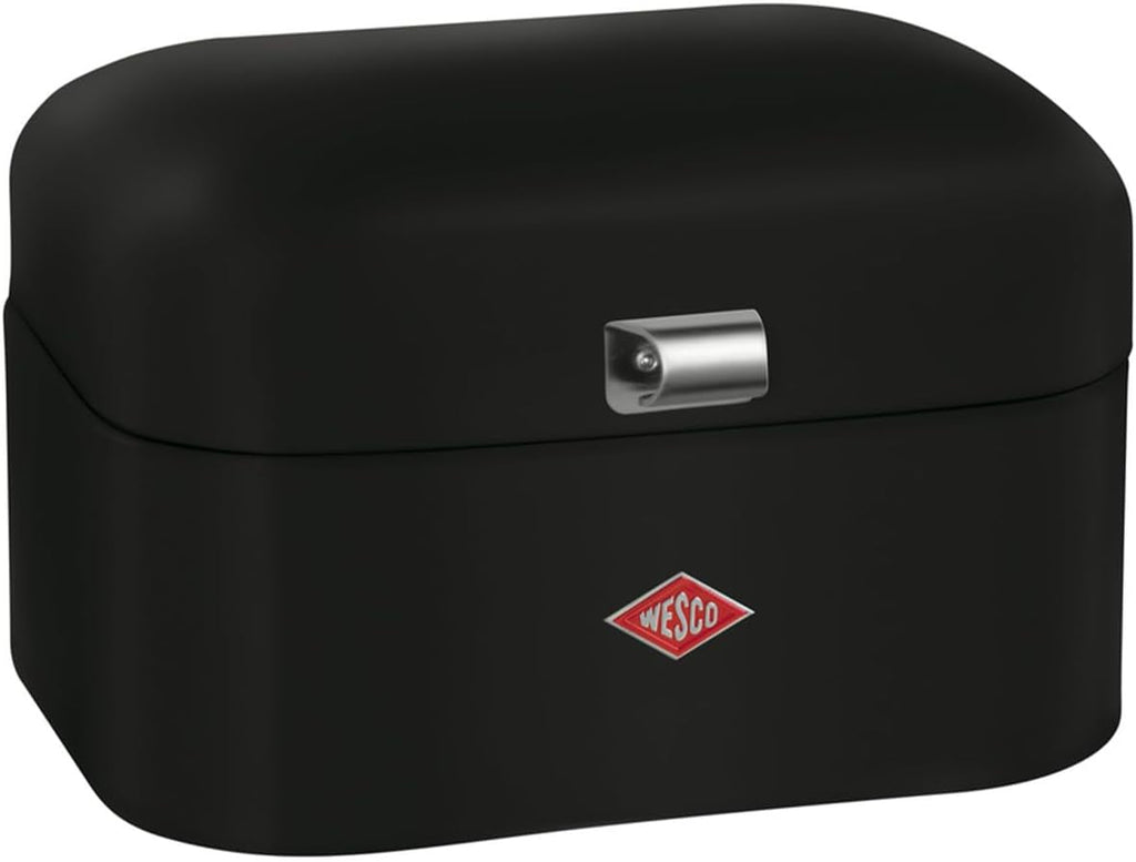 Coș de pâine WESCO Single Grandy în culoarea verde mentă, tablă de oțel acoperită cu pulbere, găuri de ventilație și mâner robust Cutii depozitare alimente Naty Shop Negru mat