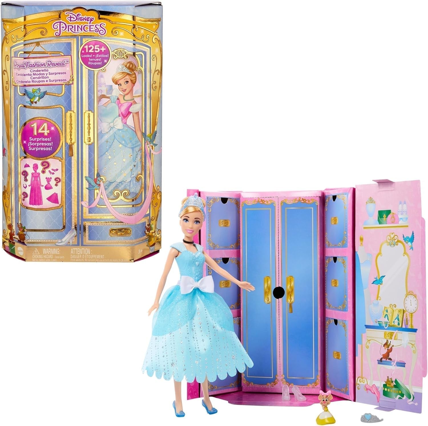 Mattel DISNEY Princess Hamupipőke – mozgatható baba csillogó ruhával, levehető cipőkkel és tiarával, fésülhető haj fodrászathoz, 3 éves kortól, HLW06 Naty Shop babakiegészítők
