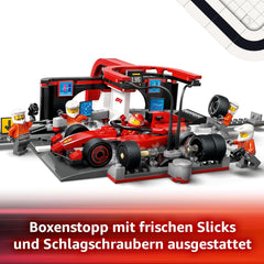 LEGO City F1 Pit Stop Pit Crew-val és Ferrari Flitzerrel - Formel 1 Pit Stop készlet 1 versenyzővel és 4 szerelő minifigurával - Spielzeug Rennauto für Boys und Mädchen ab 6 Jahren - 60443