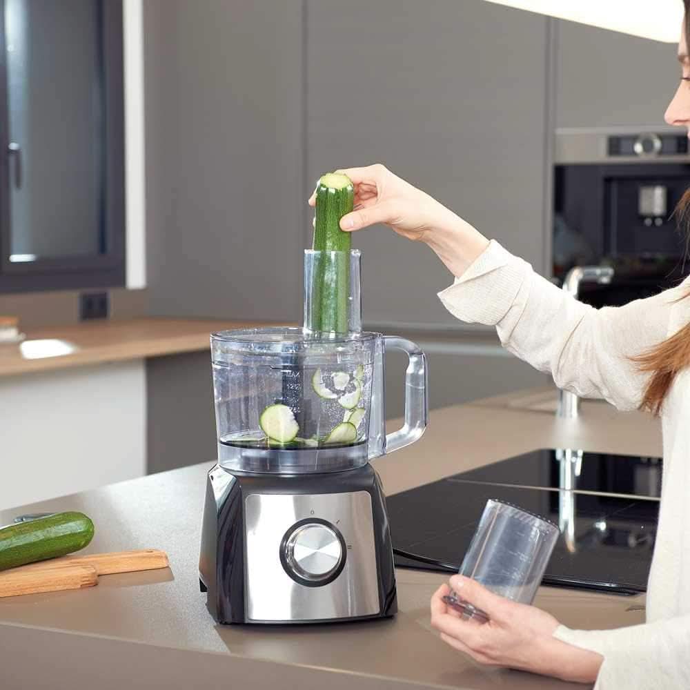 Fekete+Decker BXFPA1200E - Küchenmaschine 1.200W, Behälter 1.5L, 2 Geschwindigkeiten/Turbo-Funktion, +8 Zubehörteile, Anti-Fingerprint-Edelstahlobreflchen, Klingen Undeiben Scheiben Aus Edelstahl; Bpa-Frei Anya és Gyermek Naty Shop