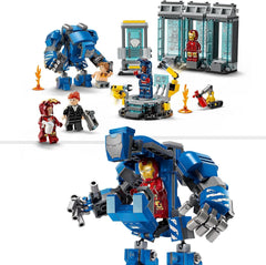 LEGO Marvel Iron Man's Laboratory: Páncélcsarnok – Szuperhős játék mech figurával, 5 minifigura, köztük Aldrich Killian – Bosszúállók ajándék fiúknak és lányoknak 8 éves korig 76315 építőkészletek Beuche den LEGO-Store