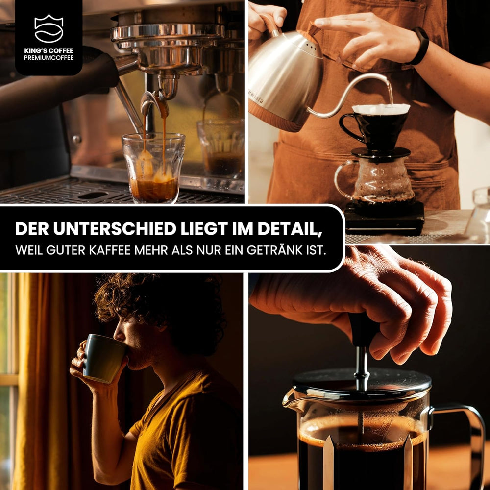 KING'S COFFEE - PRĂJIRE SPECIALĂ - 1 kg Boabe Espresso Premium Barista - Cafea cu Aciditate Scăzută - Prăjire în Loturi Mici din Italia - Cel mai fin amestec Arabica-Robusta pentru aparate complet automate și portafiltru