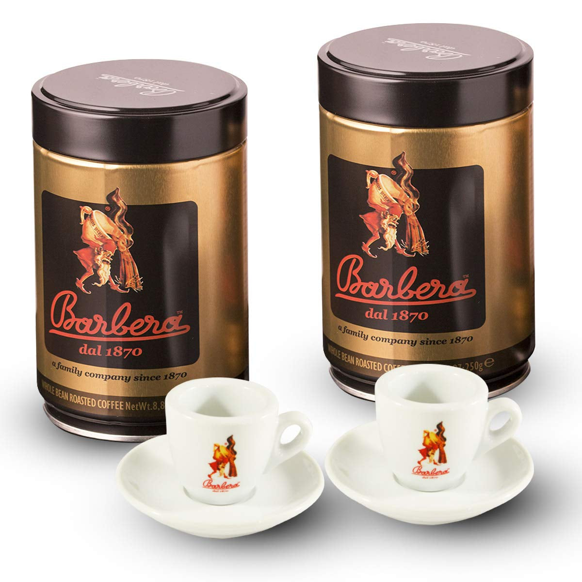 Caffè Barbera - 2 cutii de boabe întregi + 2 cești de espresso