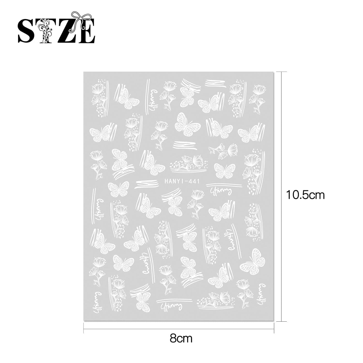 JMEOWIO Nagelsticker Frühlings Weiß Blume 12 Blatt Nail Art Sticker Selbstklebend Nagelaufkleber Sommer Schmetterling Blumen Blatt Dekoration Nageldesign Zubehör