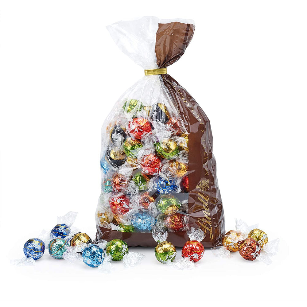 Választék Lindt Chocolate LINDOR | 1371 g, Classic | kb. 80 golyó csokoládé (tej, fehér, sötét 60%, mogyoró) | Ömlesztett csomag, 1 kg
