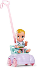 Simba 105733585 - Steffi Love Baby Car, Ankleidepuppe mit Kind, Laufauto, 2-in-1 Funktion, mit Handtasche und Babyzubehör, 12 Teile, 29cm Puppe, ab 3 Years