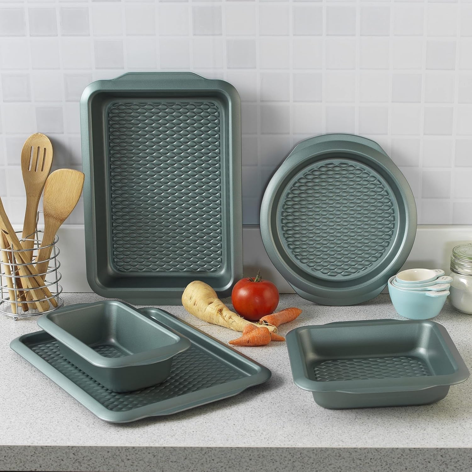 Progress BW09819G2EU7 Shimmer Kollektion, Round Backform Aus Kohlenstoffstahl Mit Antihaftbeschichtung, Ideal Für Pite, Kuchen, Torten Und Quiches, 28 cm, Grün Formák és tepsi Naty Shop