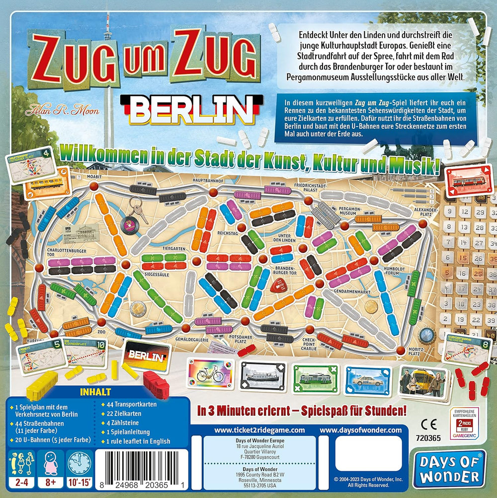 Days of Wonder, Ticket to Ride: Berlin, családi játék, társasjáték, 2-4 játékos, 8 év felett, 10-15 perc, német