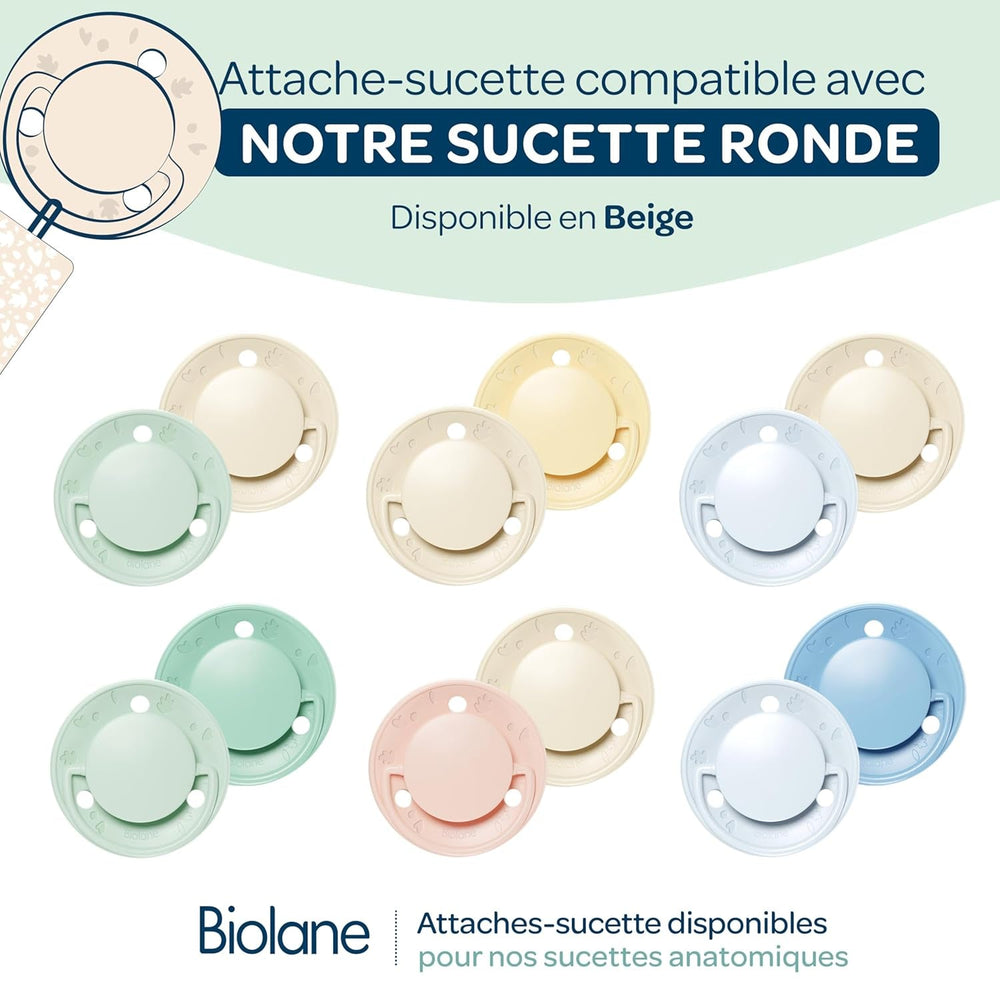 BIOLANE - Tetină rotundă - Suzetă extra subțire - 6+ luni - Verde bicolor - Tetină din cauciuc natural - Pentru dezvoltare orală - Moale și confortabilă