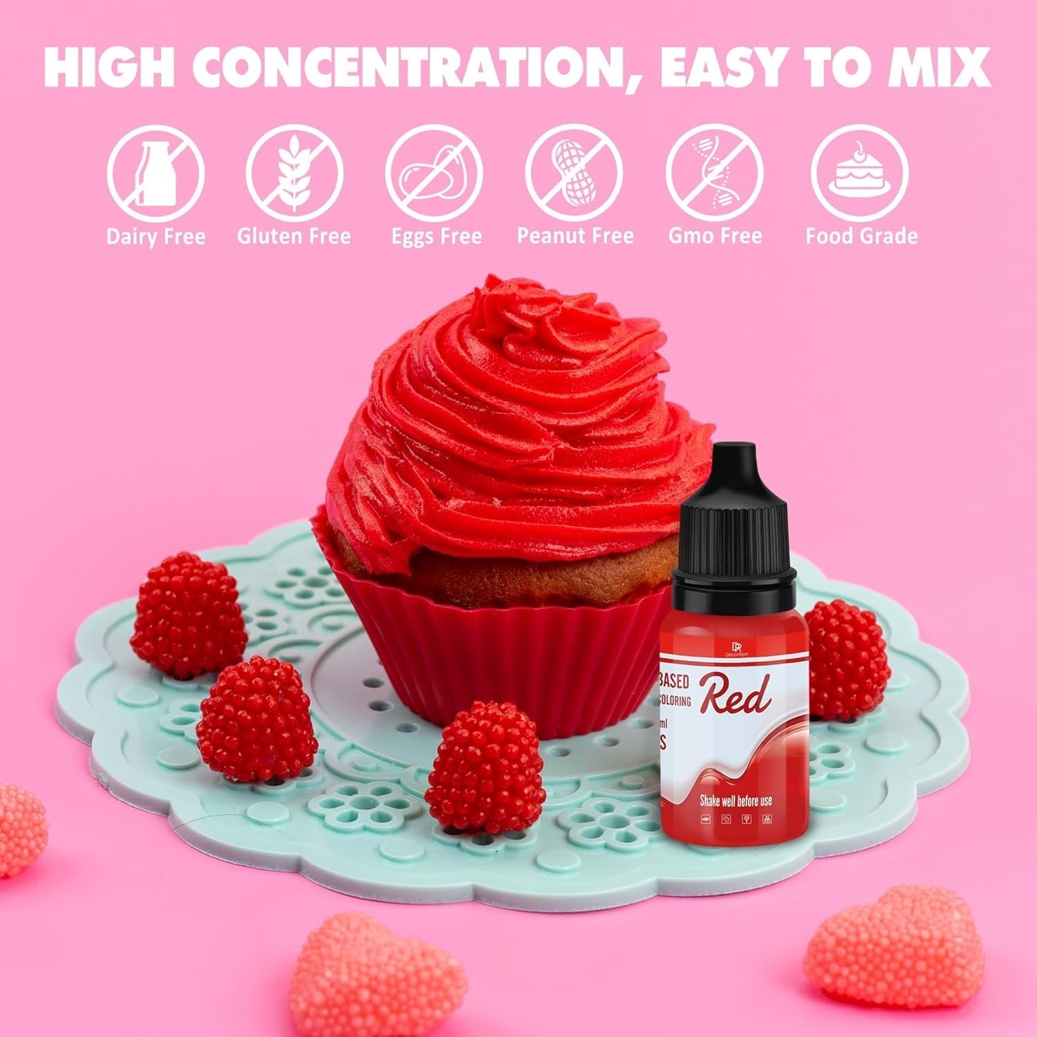 Colorant alimentar liposolubil pentru ciocolată - 12 culori coloranți alimentari pe bază de ulei pentru fondant, decorarea torturilor, copt - colorant alimentar lichid pentru unt de cacao, cremă de unt, prăjituri - 10 ml fiecare