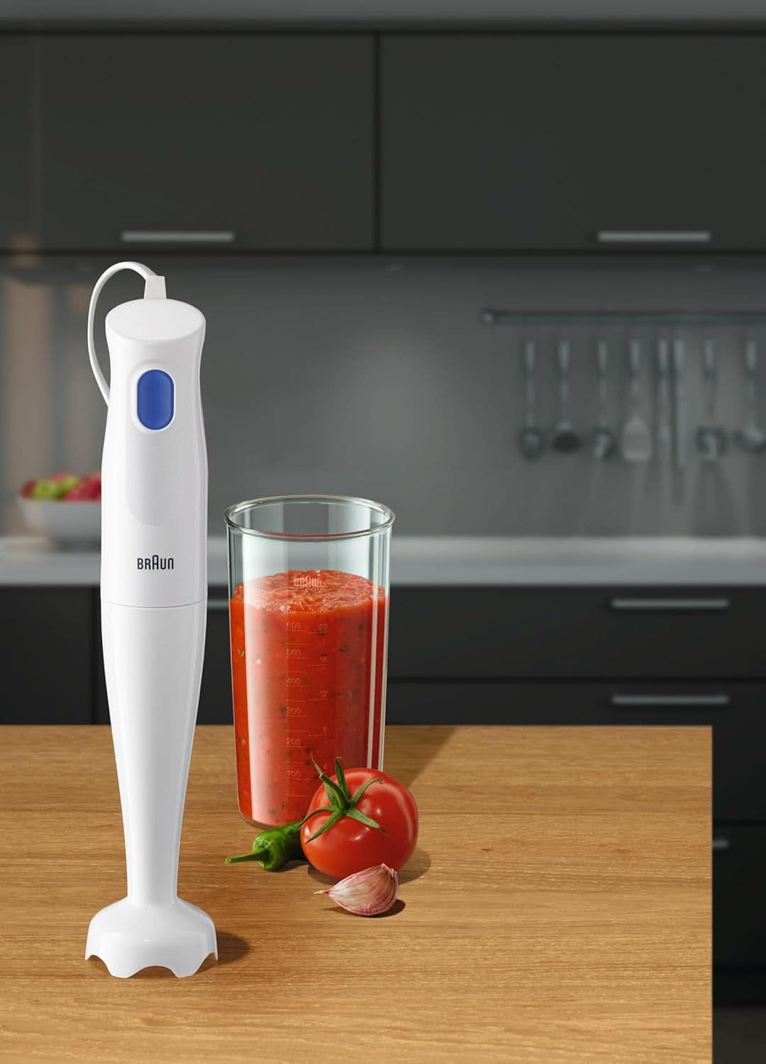 Braun Stabmixer MQ10.001PWH + Messbecher 600 Ml, 5 Jahre Service, Leicht, Easytwist-System Zum Einfachen Wechseln Des Zubehörs, Splash Control-Technologie Ohne Spritzer Bucatarie Naty Shop