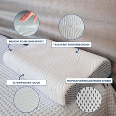 Valentia Medical - Pernă de sprijin pentru gât spumă de memorie, pernă ortopedică, pernă pentru dureri de gât, pernă din spumă de memorie, pernă pentru gât, capac lavabil ultra-moale Perne ortopedice cervicale Naty Shop