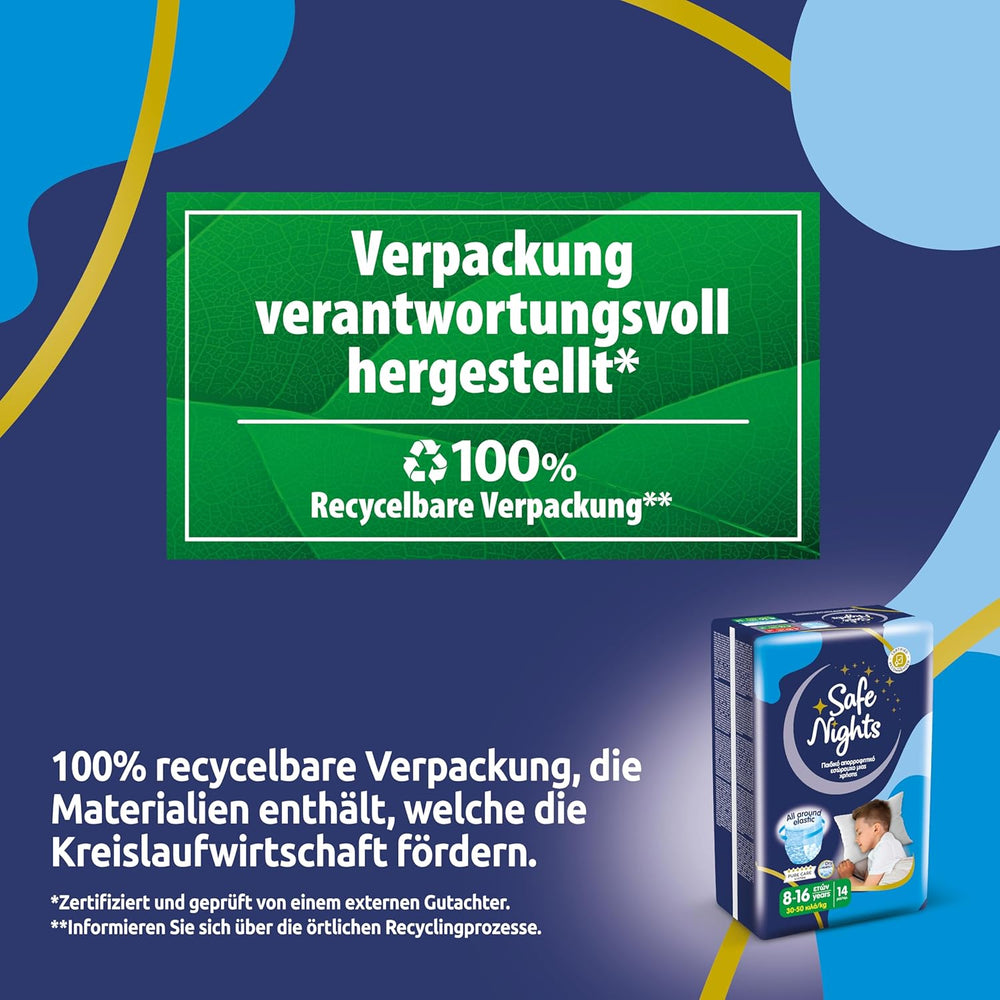 Safe Nights Boy, hálónadrág 8-16 éves korig (30-50 kg), 84 db