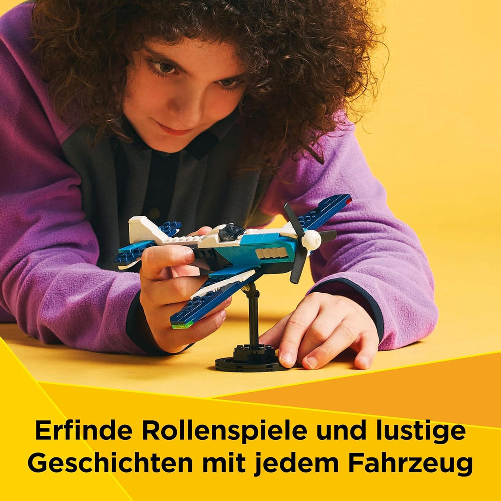LEGO Creator 3 az 1-ben Flieger: Rennflugzeug Spielzeug – Repülőgép- vagy helikoptermodellvé alakítható – Fahrzeug Bauset für Jungen und Mädchen ab 7 Jahren – Giftidee zum Geburtstag 31160