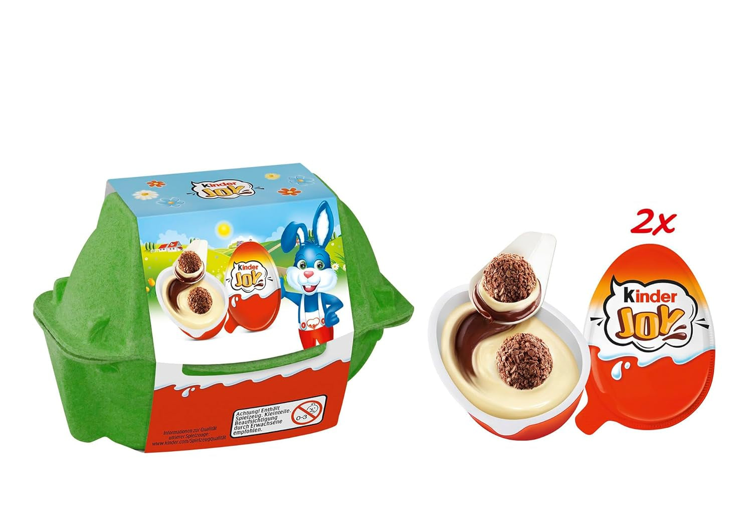 Kinder Joy 2 db-os csomag - Az egyik fele finom tejes-kakaós krémmel és ropogós golyókkal, a másik fele pedig egy remek meglepetéssel - Húsvéti csokoládé, húsvéti édességek - Húsvéti ajándék - 40g