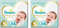 Pampers pelenkák 5-ös méretű (11-16 kg), prémium ápoló pelenkák, 58 darab, optimális kényelem és védelem az érzékeny bőr számára a Pamperstől