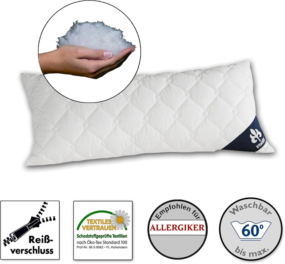 Perna Irisette Micro Thermo - Made in Germany - Pernă cu husă detașabilă din microfibră moale, 40 X 80 Cm, certificată Ã-ko-Tex Perne standard Naty Shop Singur 1pachet-40 X 80 Cm