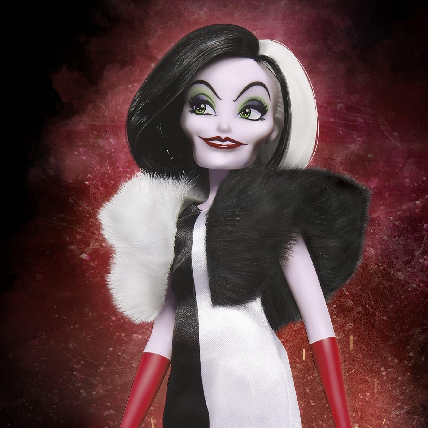 Disney Schurkin Cruella De Vil Modepuppe, Accessoires und abnehmbare Kleidung, Disney Prinzessin Spielzeug für Kinder ab 5 Jahren