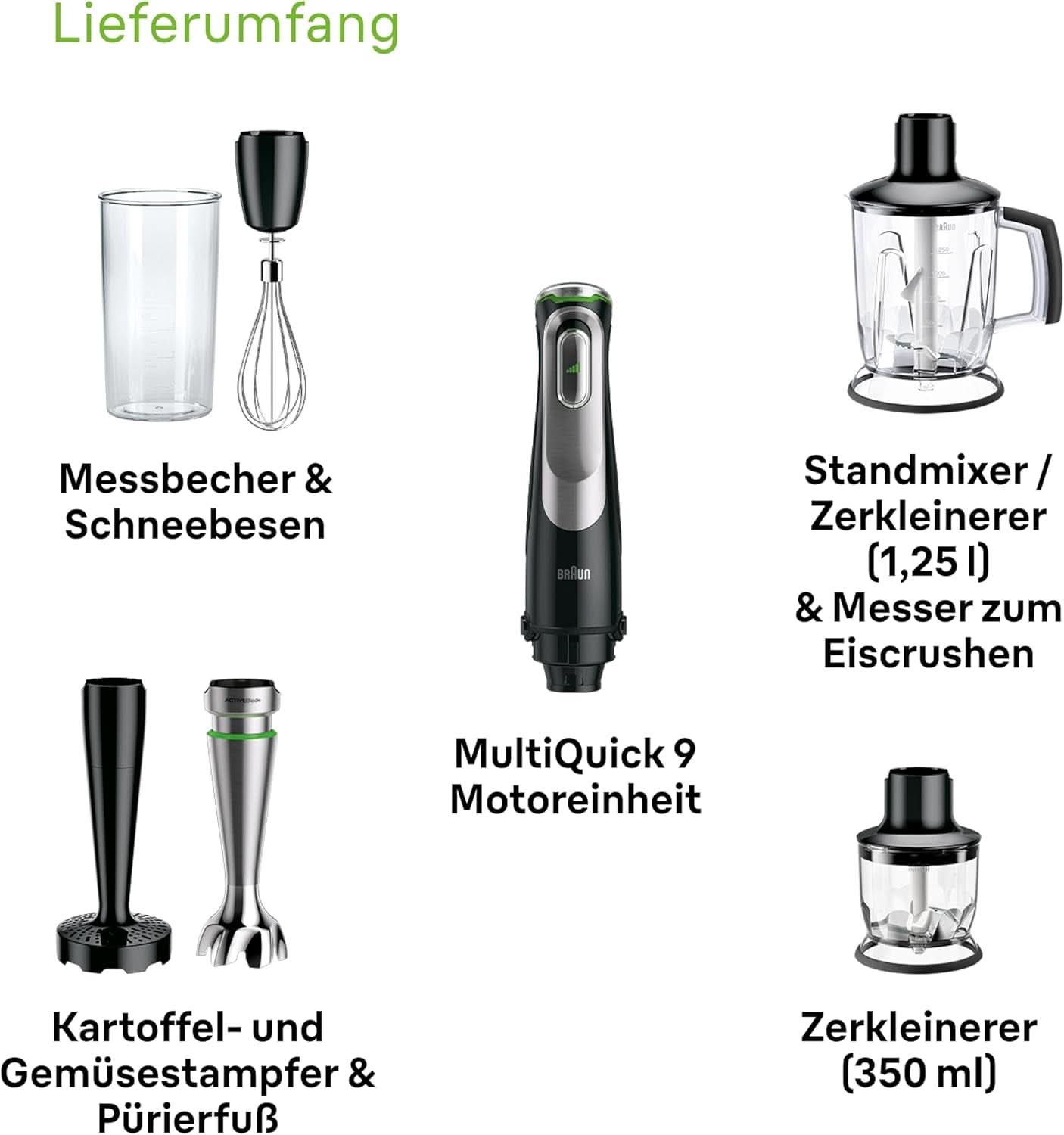 Braun Multiquick 9 MQ 9147X – 5 az 1-ben Stabmixer Mit Standmixer-Aufsatz, Zerkleinerer, Kartoffel- & Gemüsestampfer & Schneebesen, Stufenlose Geschwindigkeitsenstellung, 1200 W, Schwarz Naty Shop