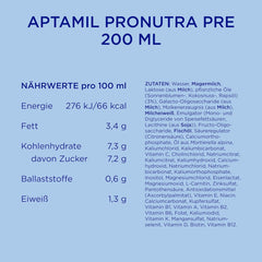 Aptamil Pronutra Pre - Csecsemőtápszer születéstől - Növényi olajokkal, pálmaolaj nélkül - 6 x 4 x 200 ml (4800 ml)