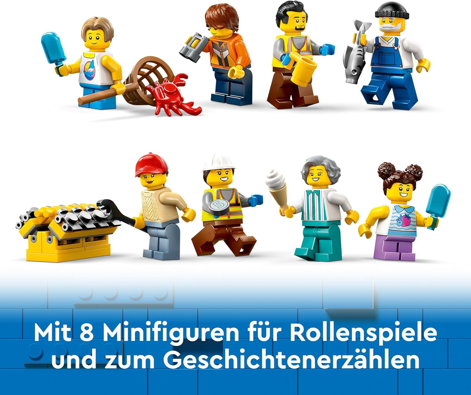 LEGO City kikötő teherhajóval, építőjátékkal fiúknak és lányoknak 8 éves kortól, ajándékötlet gyerekeknek, konténerdaru, játékhajó és 8 minifigura 60422 Építőkészlet Besuche den LEGO-Store